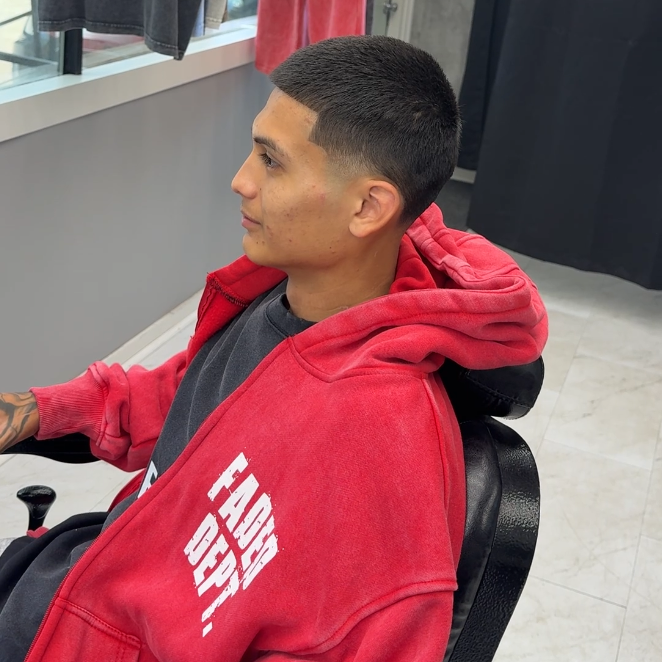 FADED DEPT. HAIRCUT WITH 2 ADD ON SERVICE ( DESIGNS / EYEBROWS / BEARDS )