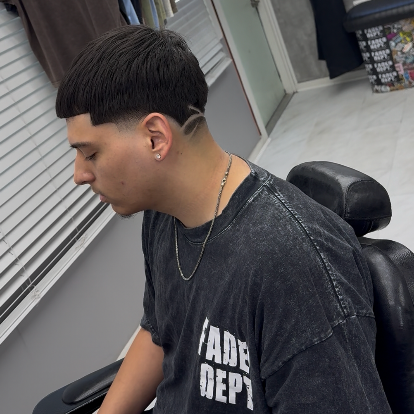 FADED DEPT. HAIRCUT WITH 3 ADD ON SERVICE. ( DESIGNS / EYEBROWS / BEARDS )