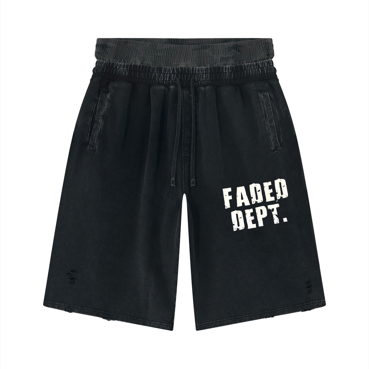 FADED DEPT. DISTRESSED DOUBLE WAIST SHORTS